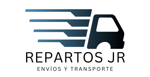 logo de repartos jr con un camion de entregas